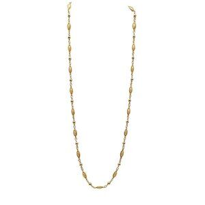 Napier Gold Tone Open Cage Faux Pearl Beaded Link Necklace 24"